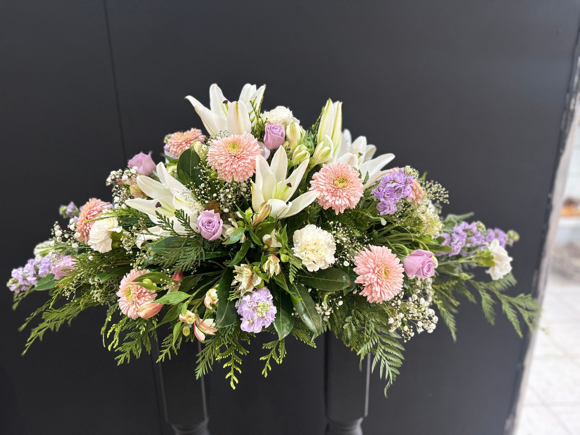 Floral Arrangement With White Lilies, Pink, Purple Flowers, and Greenery — J'adore Flowers & Gifts Cairns in Earlville, QLD