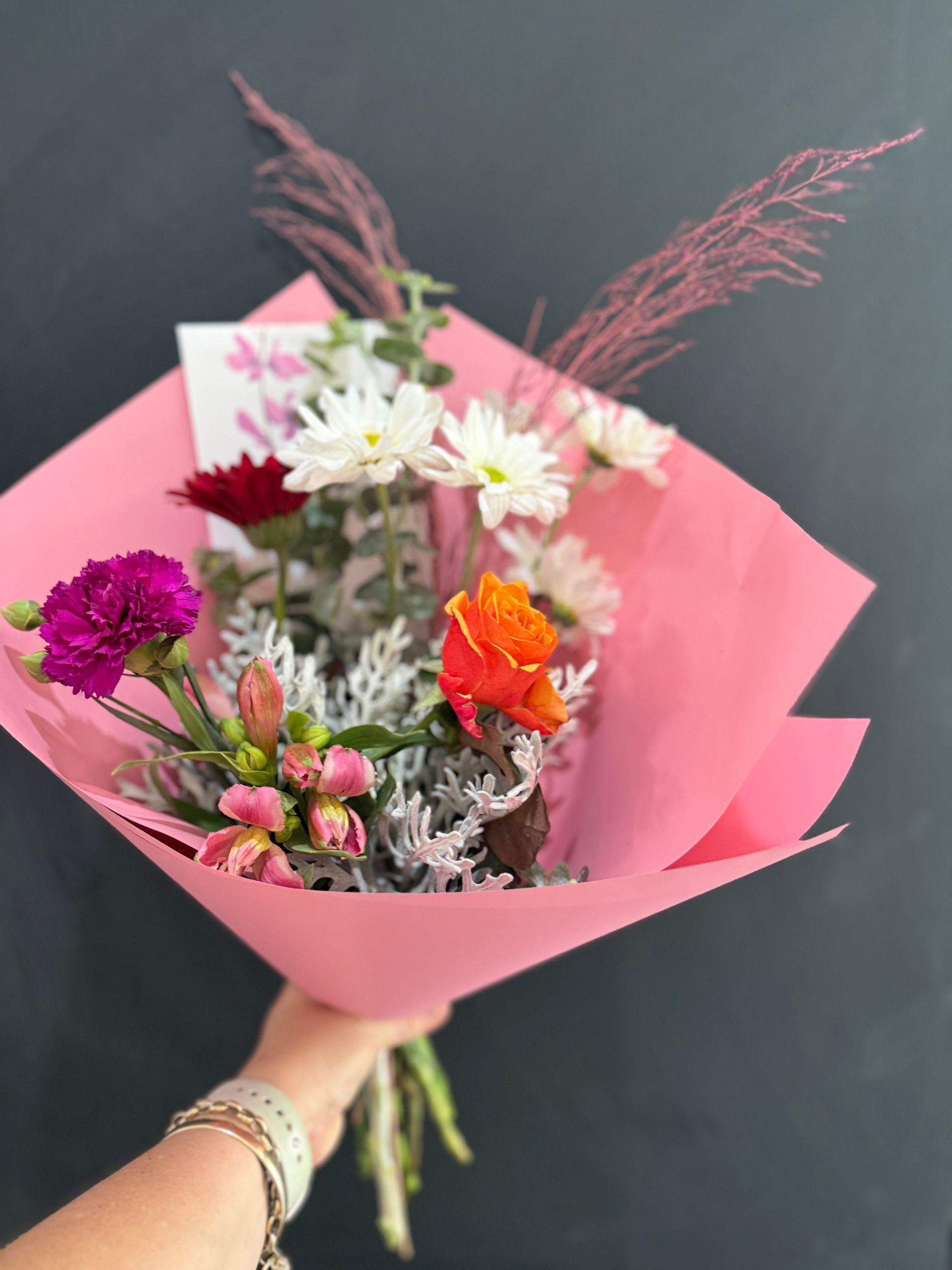 Pink Floral Arrangement in a Pink Box With Pink and Green Foliage — J'adore Flowers & Gifts Cairns in Earlville, QLD