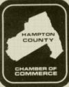 Hampton County Chamber of Commerce logo with county map icon on a dark background