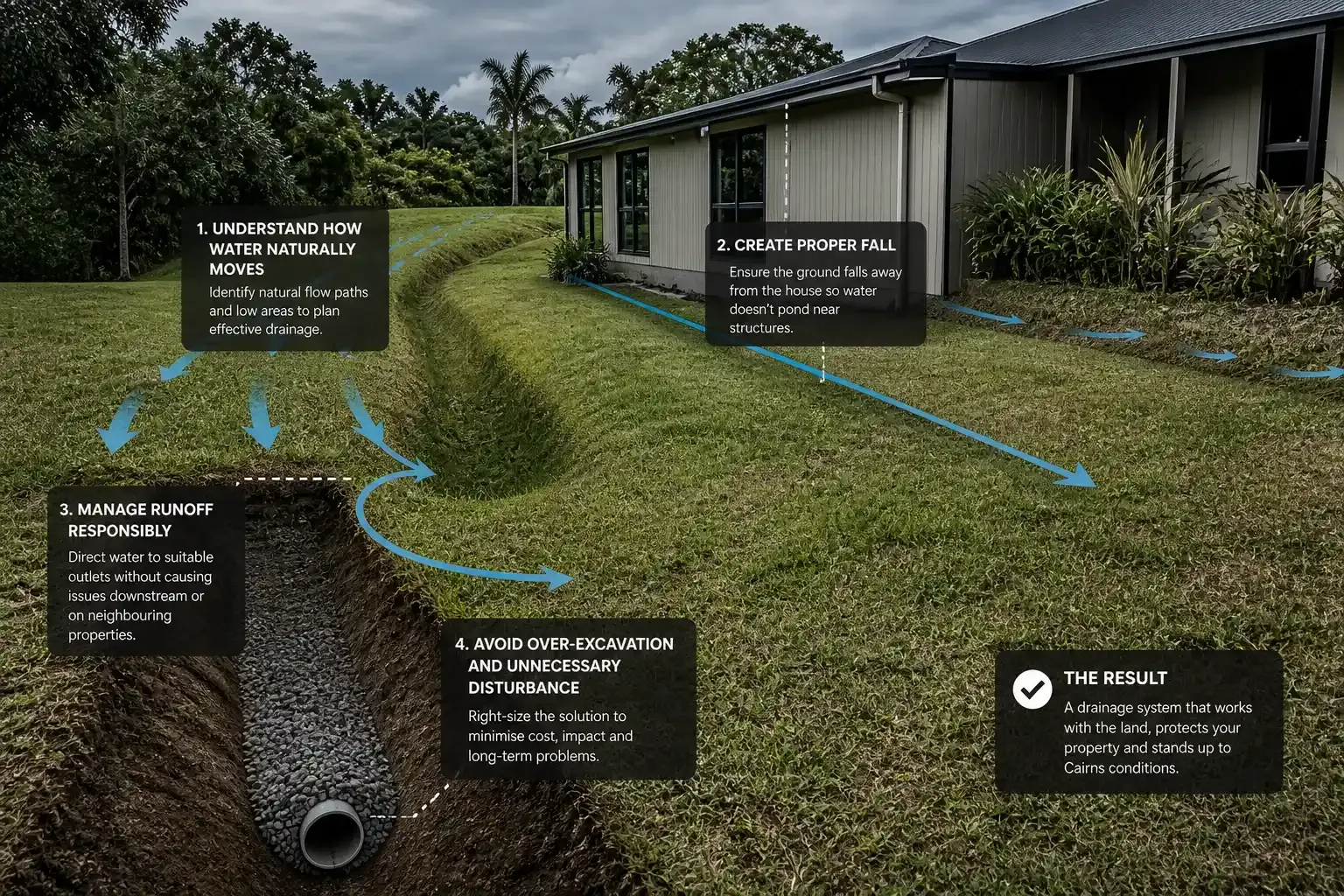 Yard drainage diagram for Cairns properties