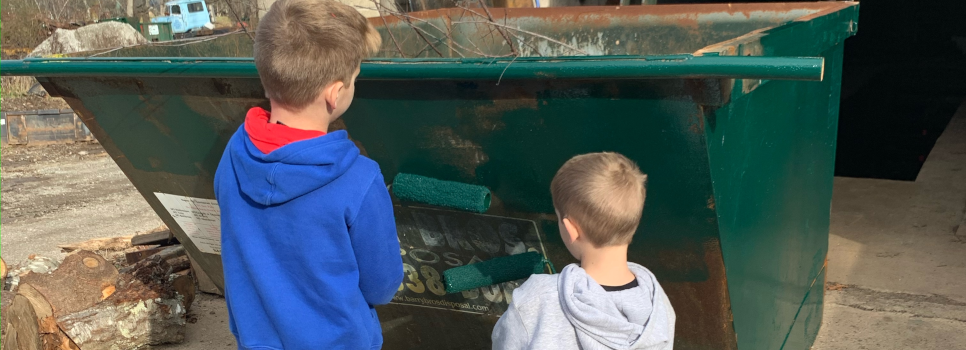 Boys Painting Dumpster