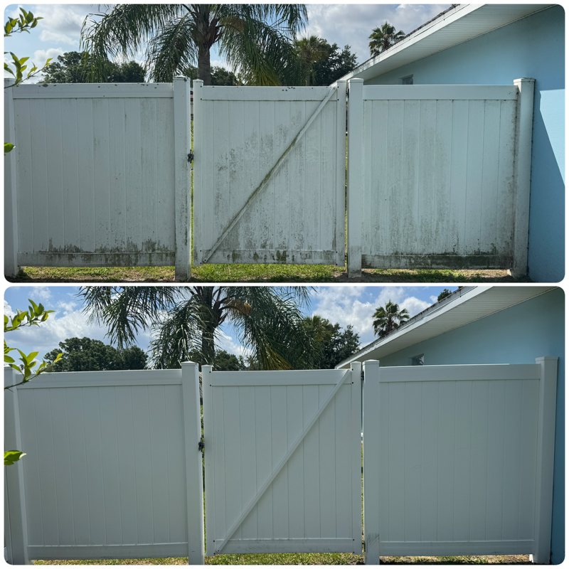 Vinyl fence cleaning