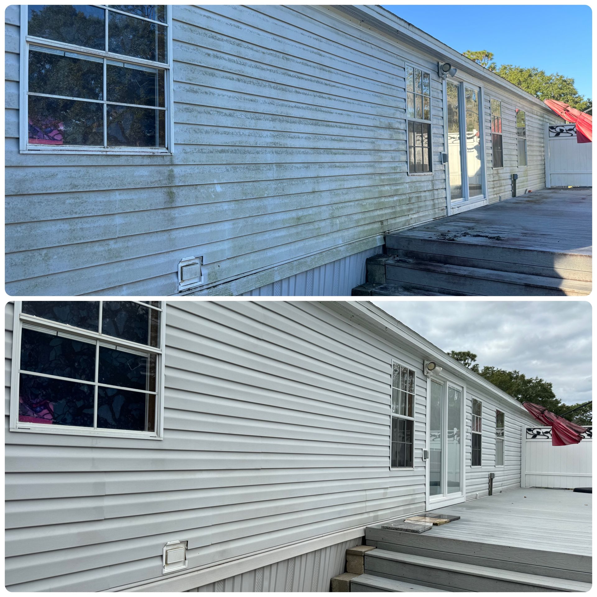 Professional exterior house washing in Lutz keeps your home clean by removing mold, algae, dirt, and organic growth.
