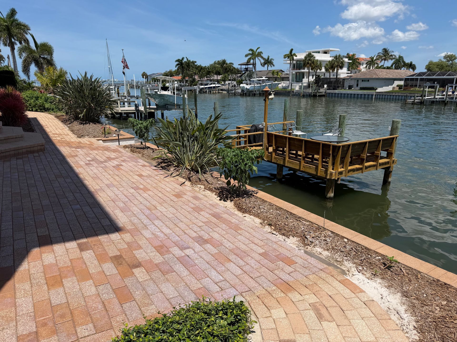 Restore your waterfront property's elegance with professional pressure washing that removes algae, dirt, and weather stains.