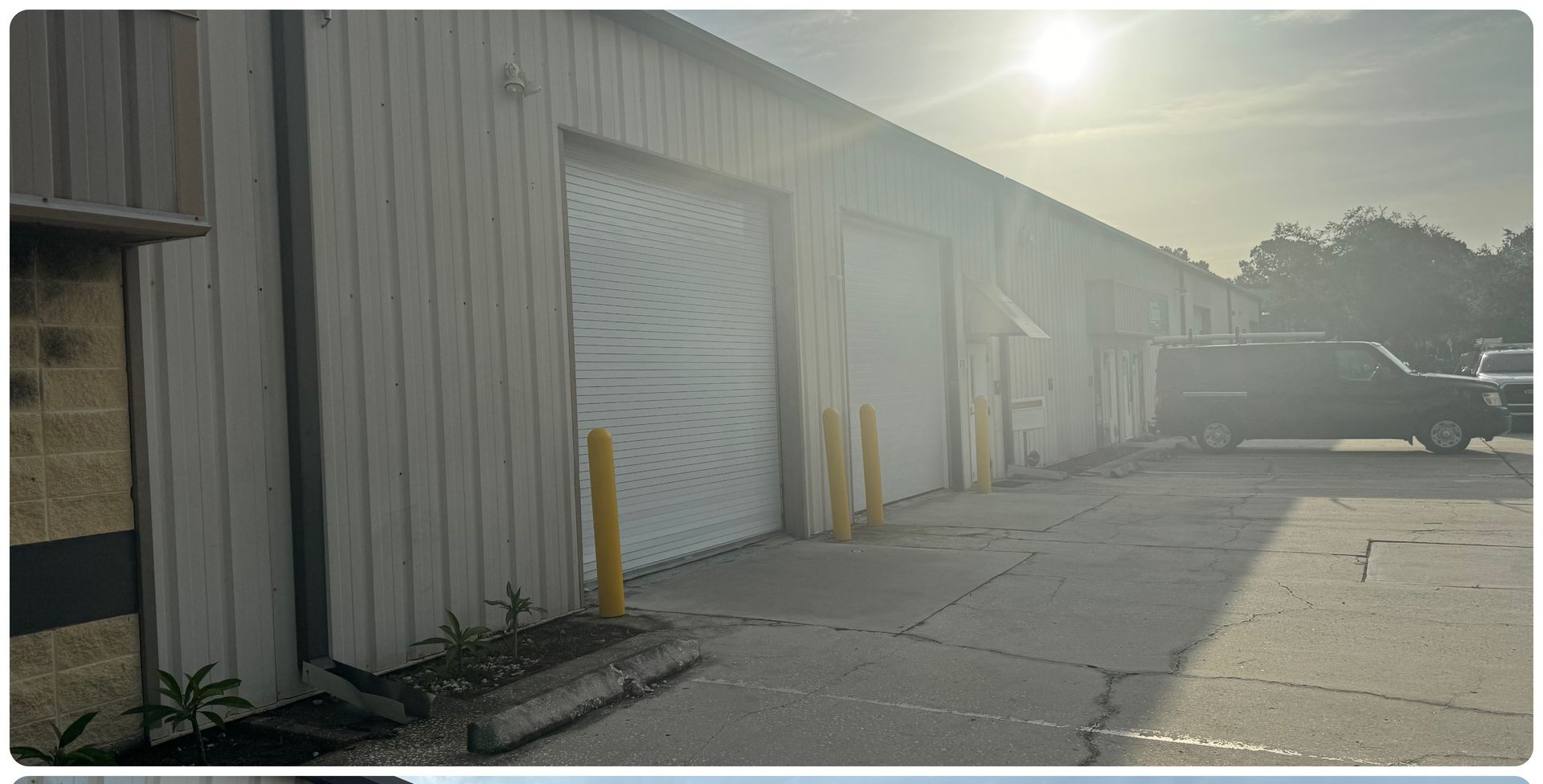 Commercial building exterior and parking lot cleaning in Tampa Bay, close-up view
