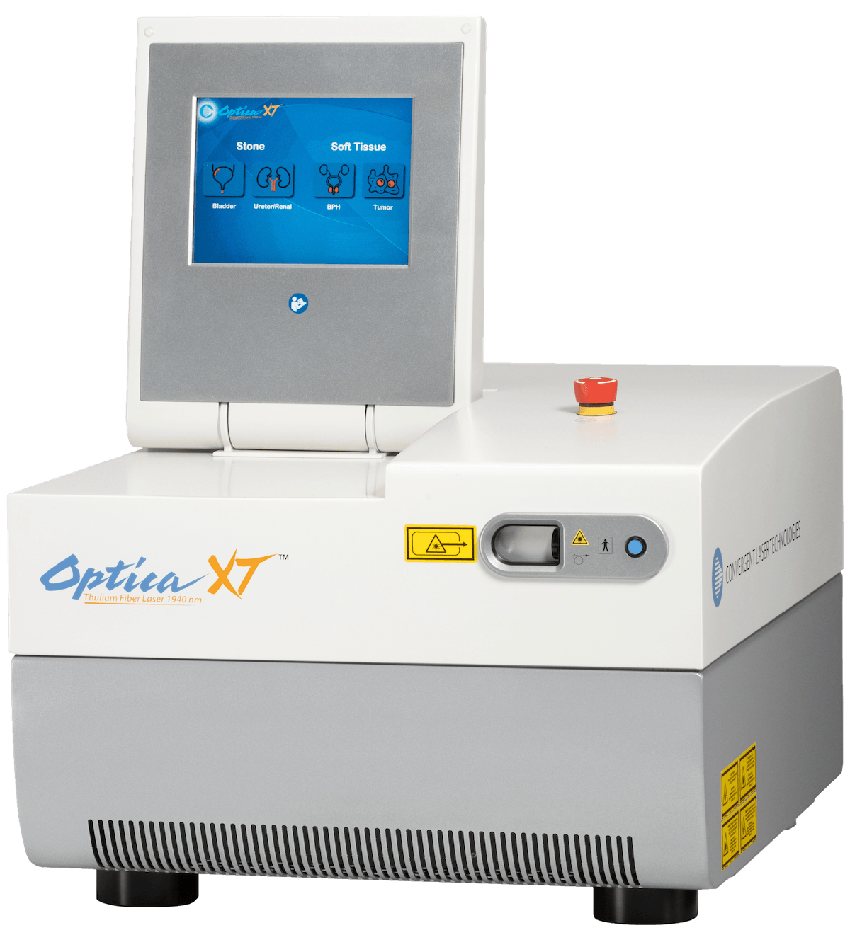 An optica xt machine with a monitor on top of it