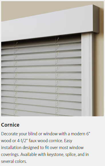 A picture of a blind with a description of cornice