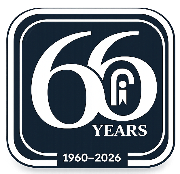 Family Investors 66  years logo in navy and white with 1960–2026 text