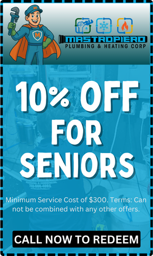 A coupon for a plumber that says 10 % off for seniors