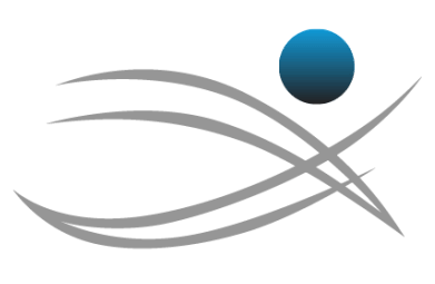 a gray and blue logo with a blue ball in the middle .
