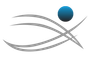 a gray and blue logo with a blue ball in the middle .