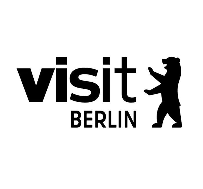 Black Visit Berlin logo with a bear silhouette on a white background