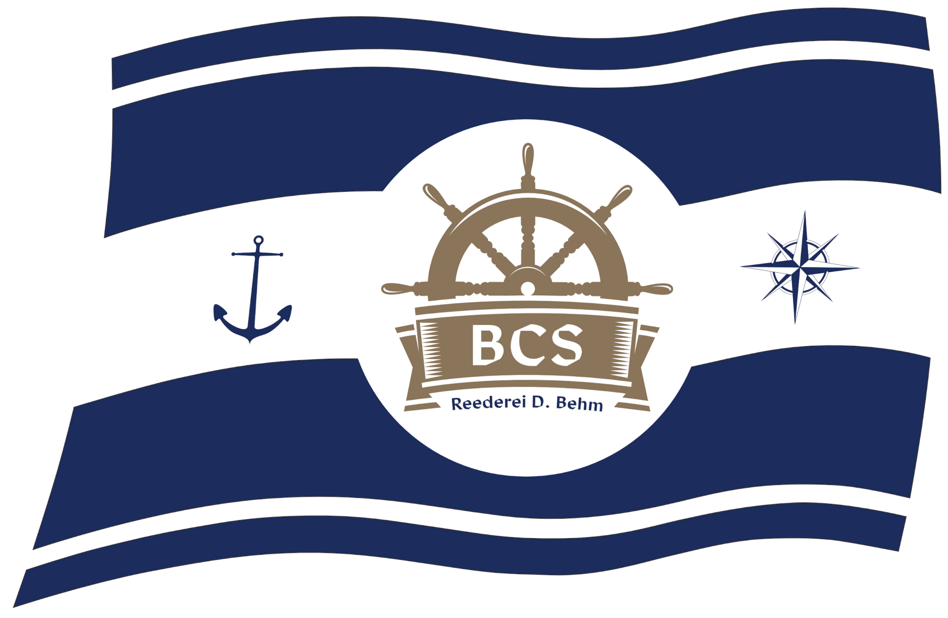 Flagge mit dunkelblauen und weißen horizontalen Streifen