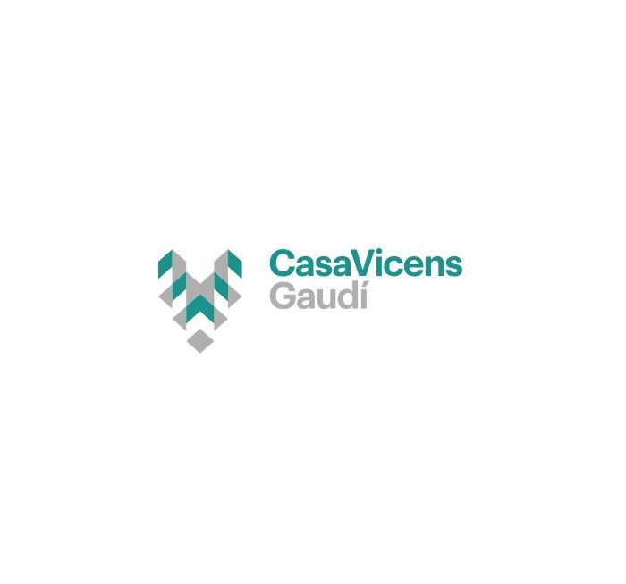 Ein Logo für Casa Vicens Gaudi befindet sich auf weißem Hintergrund.