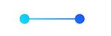 A blue line with two circles on it on a white background.
