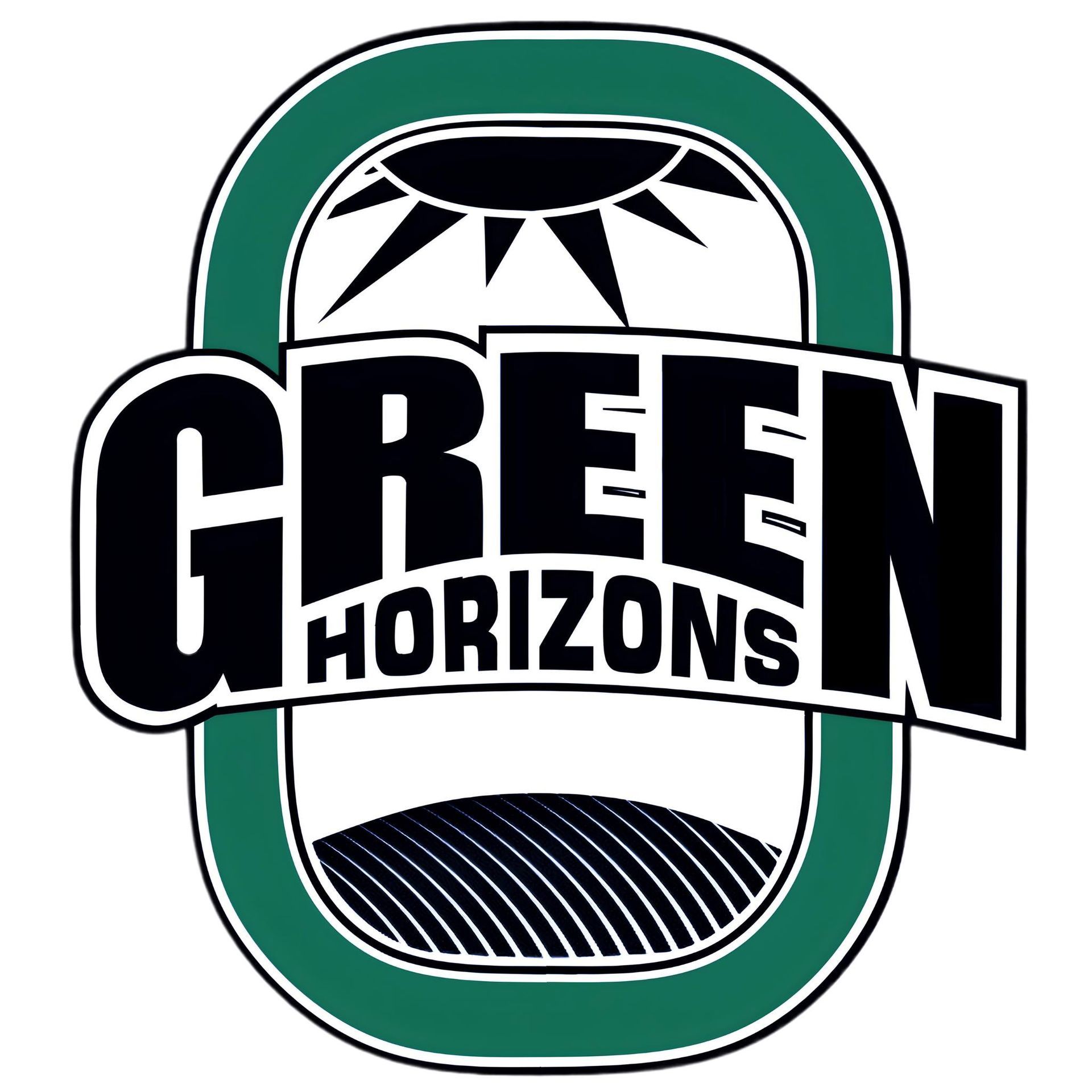 Green Horizons logo: green-framed window with sun, black text "GREEN HORIZONS" over a field.