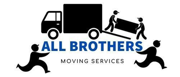 All Brothers Moving Services logo with black moving truck and workers carrying furniture in blue and black text