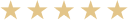 Five gold stars in a row, rating graphic with a white background
