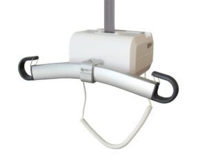 A ceiling lift with two handles and a cord attached to it.