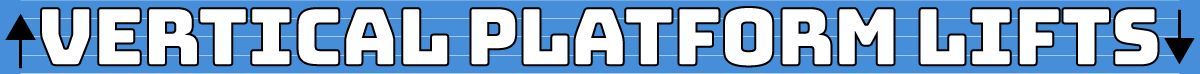 A blue and white logo for a company called Vertical Platform Lifts.