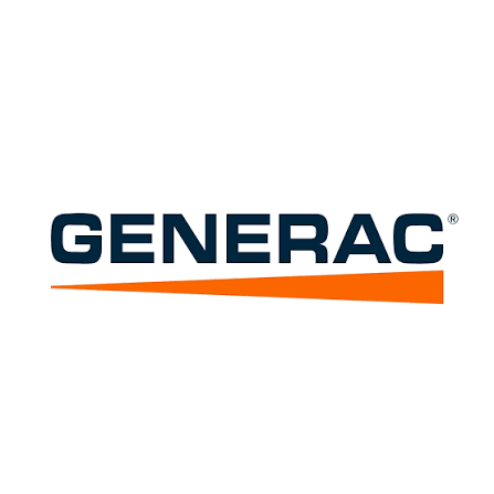 Generac logo in dark blue with an orange underline on a white background