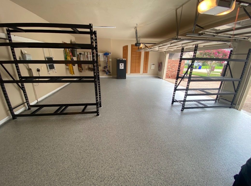 An epoxy floor garage