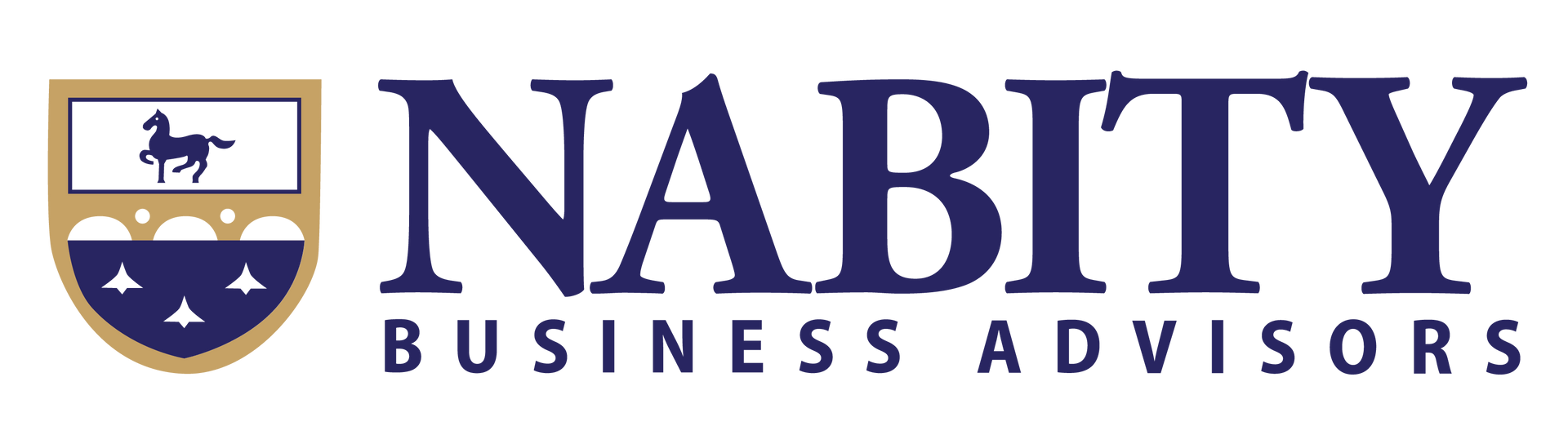 NABITY Business Advisors logo with navy shield and horse icon