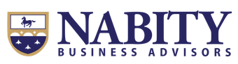 NABITY Business Advisors logo with navy shield and horse icon