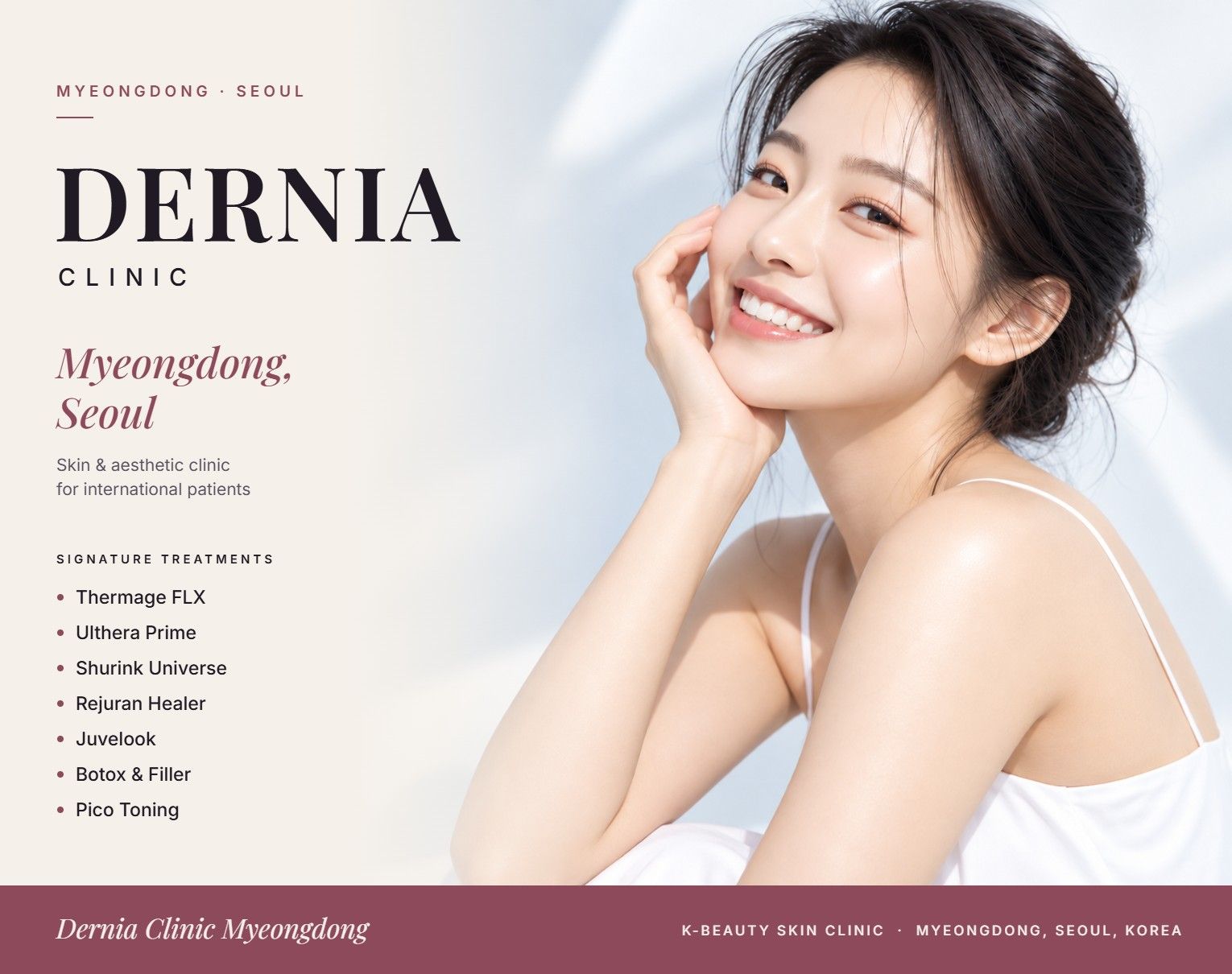 Dernia Clinic Myeongdong, Seoul - skin and aesthetic clinic offering Thermage FLX, Ulthera Prime, Rejuran and more