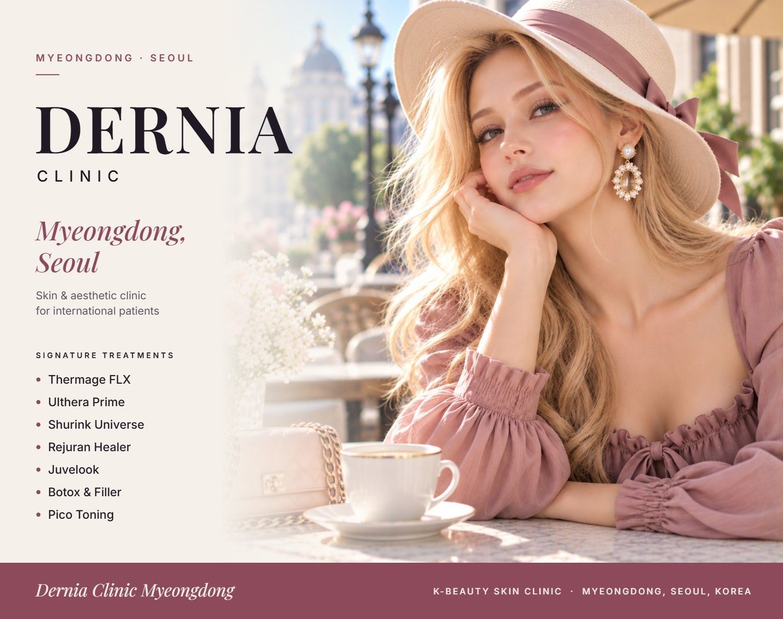 Dernia Clinic Myeongdong, Seoul - skin and aesthetic clinic offering Thermage FLX, Ulthera Prime, Rejuran and more