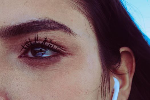 Close-up of the skin around a woman's eye