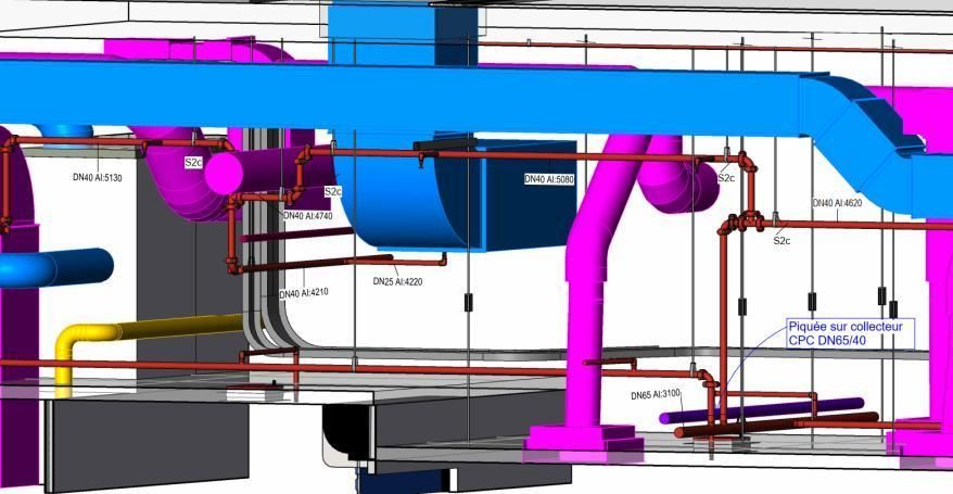 Coordination BIM et protection sprinkler sous les obstacles