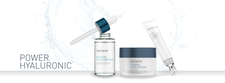 Banner con los productos de la Línea Power Hyaluronic de Skeyndor