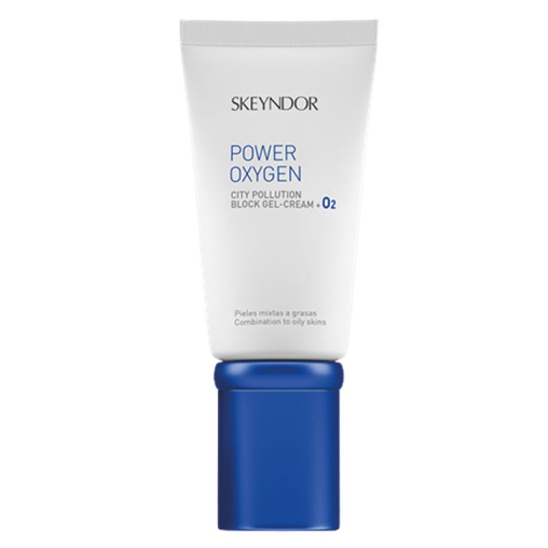 Un tubo de crema en gel bloqueador de contaminación de la ciudad de oxígeno skeyndor power.