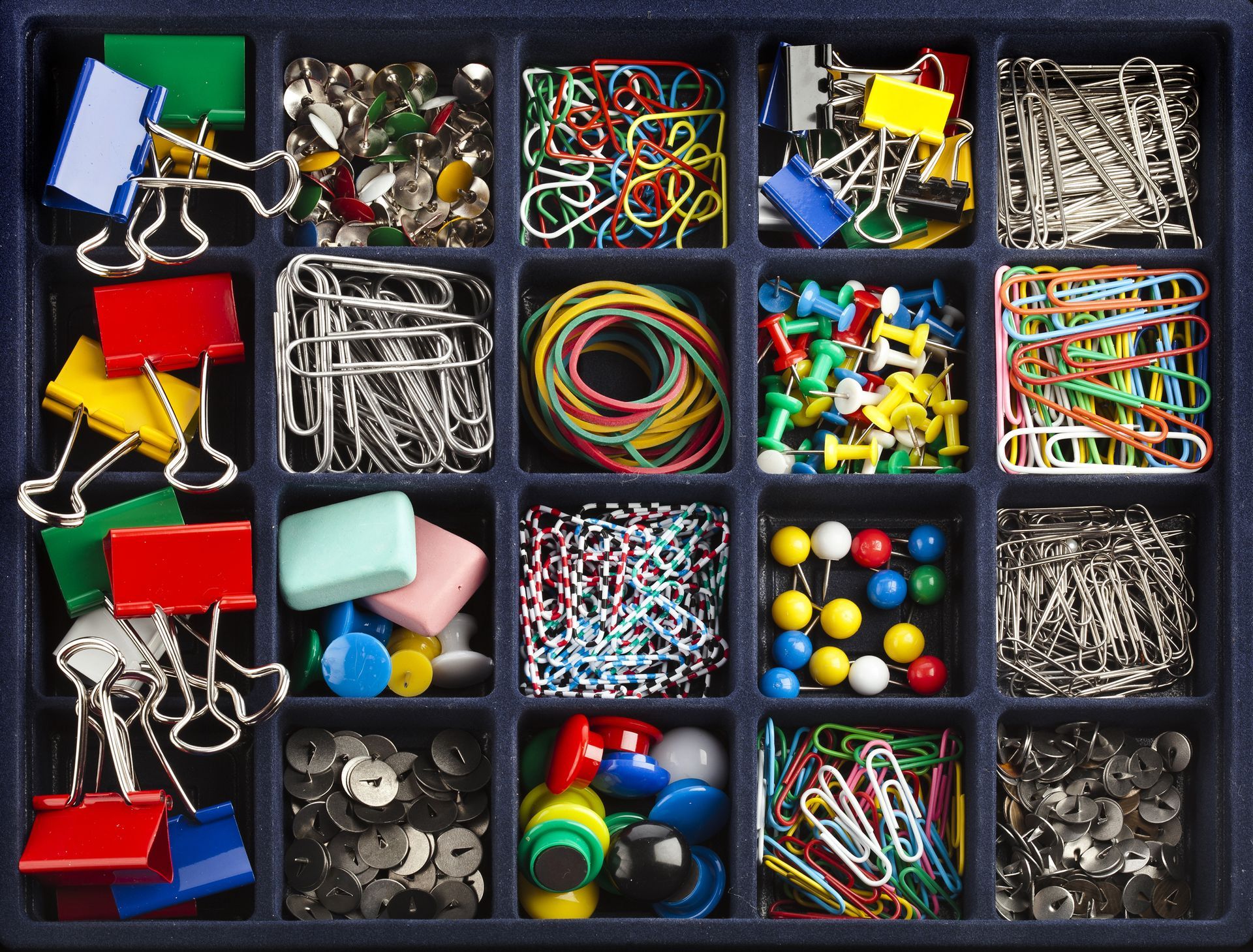 School and office supplies on blackboard