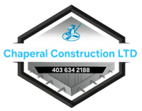 A logo for chaperal construction ltd with a picture of a building