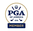 PGA of America logo: Blue and gold emblem with text 