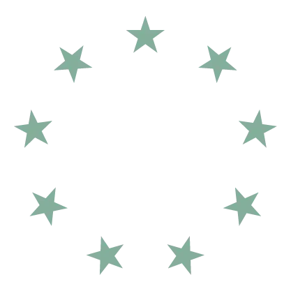 Ten green stars arranged in a circle.