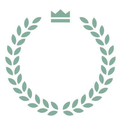 Green laurel wreath with a small crown at the top.