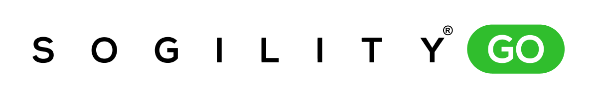 Sogility GO logo with black text and a green “GO” badge on a white background