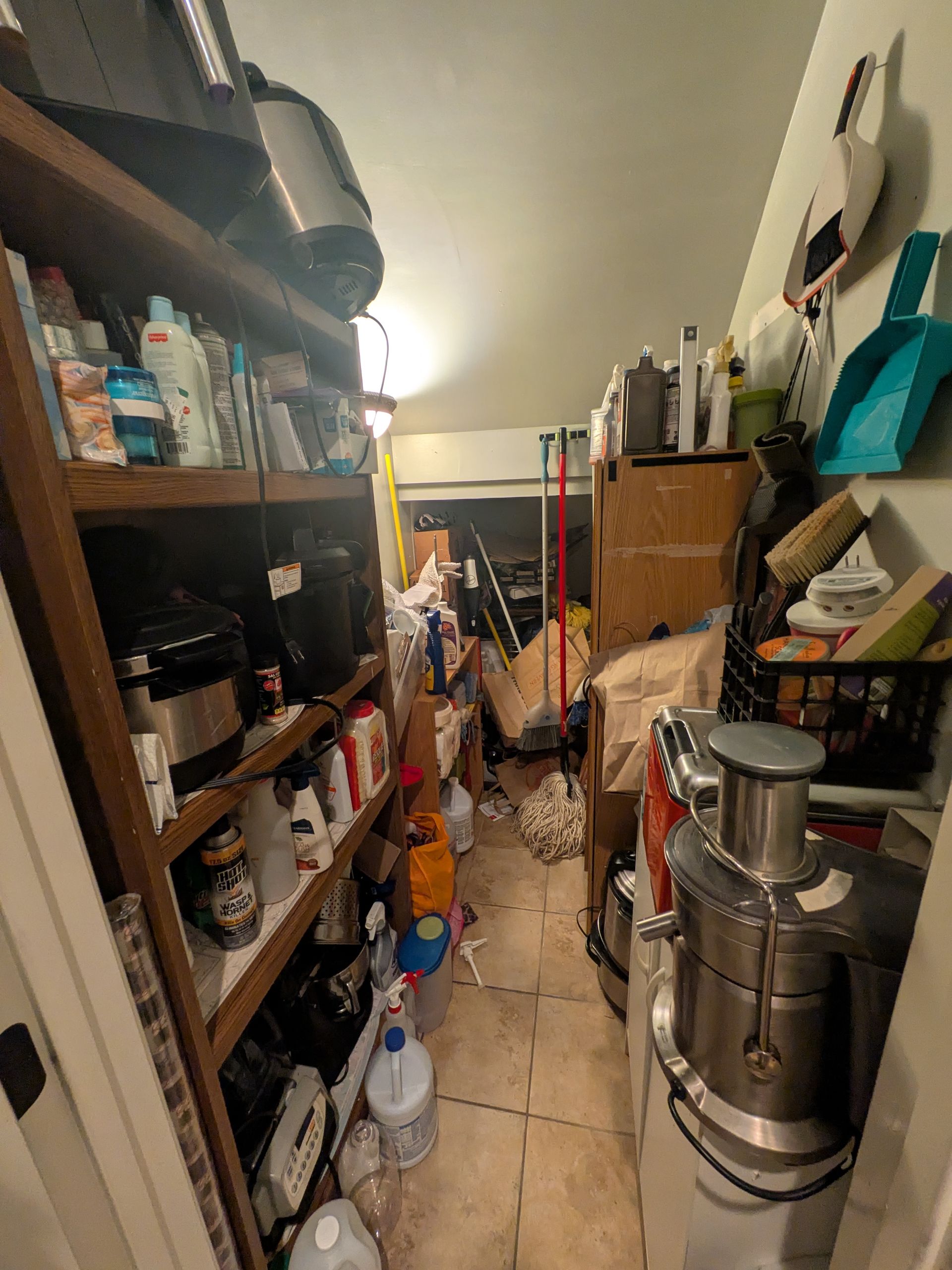 A room filled with lots of buckets and boxes.