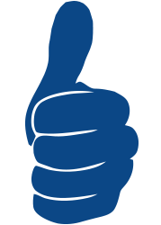 Blue thumbs-up hand icon
