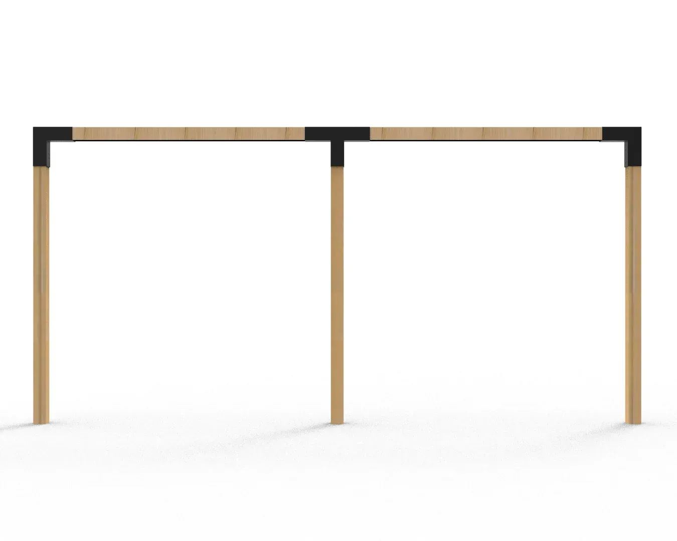 A 3d rendering of a wooden pergola on a white background.