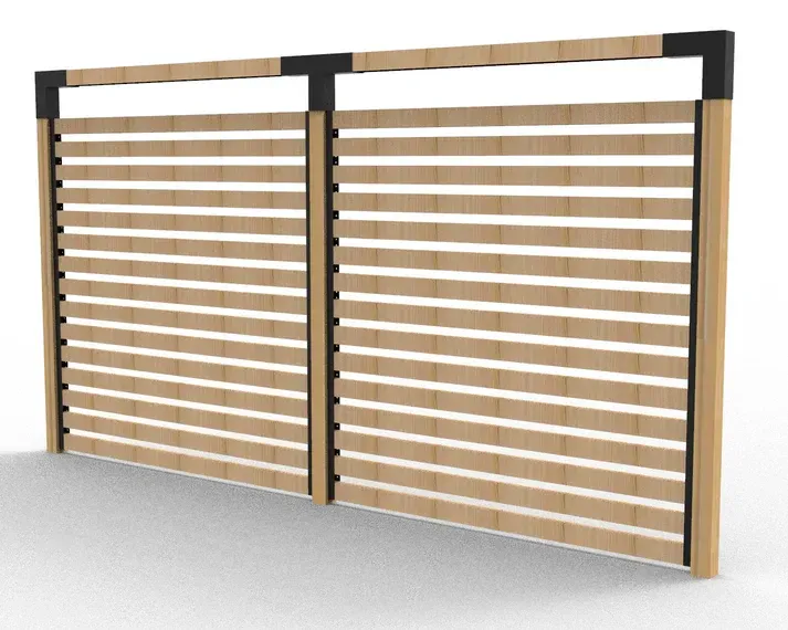 A 3d model of a wooden fence on a white background