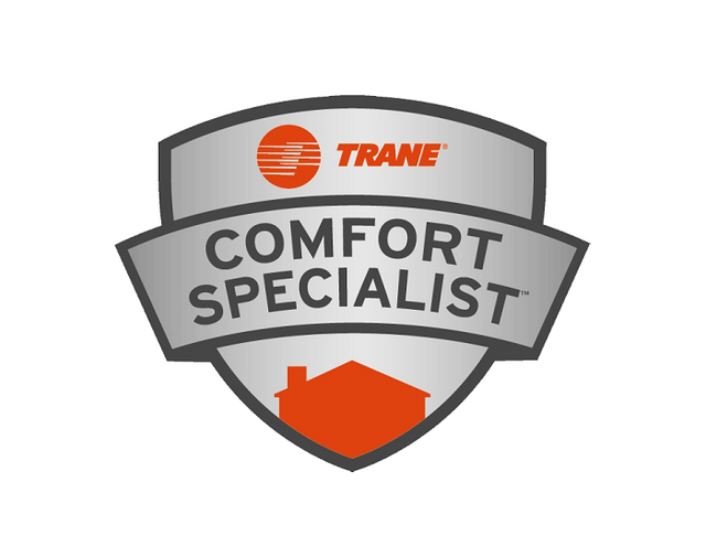 A trane comfort specialist logo on a white background