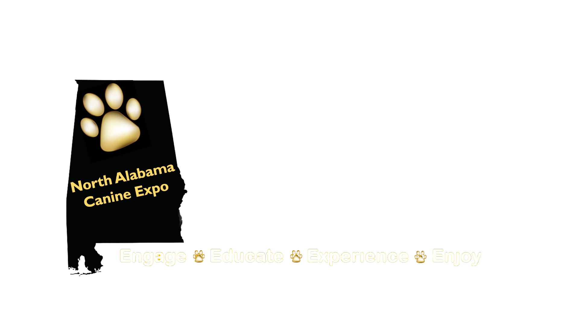 A logo for the north alabama canine expo with a paw print on it.