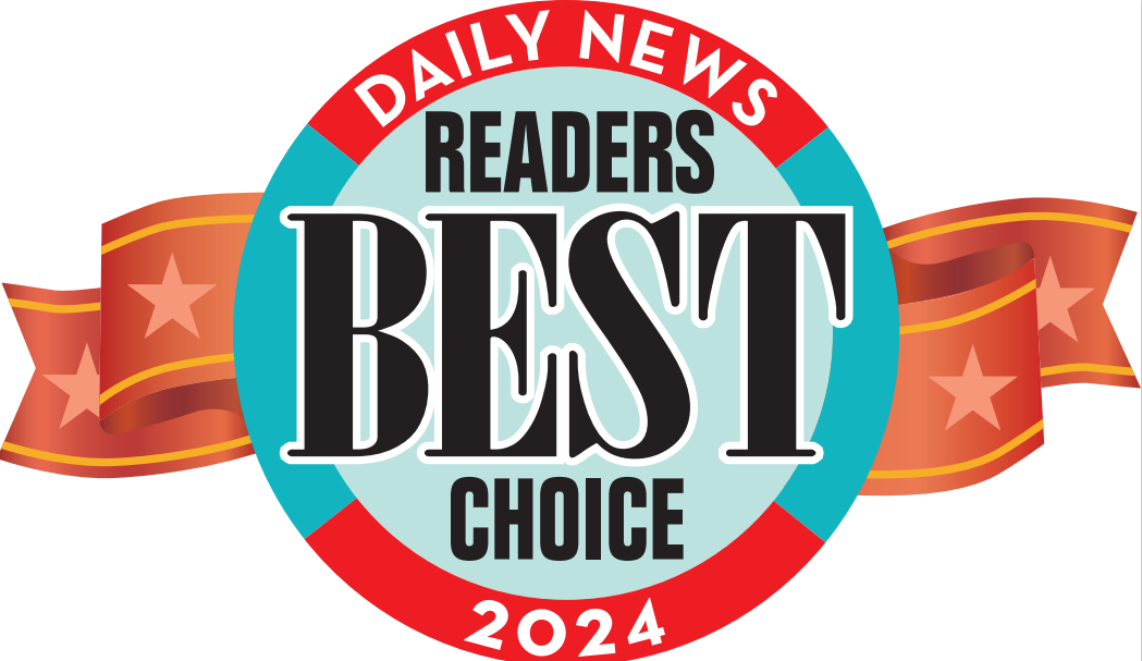 Daily News Readers Best Choice 2024 award logo with a teal circle, red text, and an orange ribbon with stars.