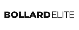 A black and white logo for bollard elite on a white background