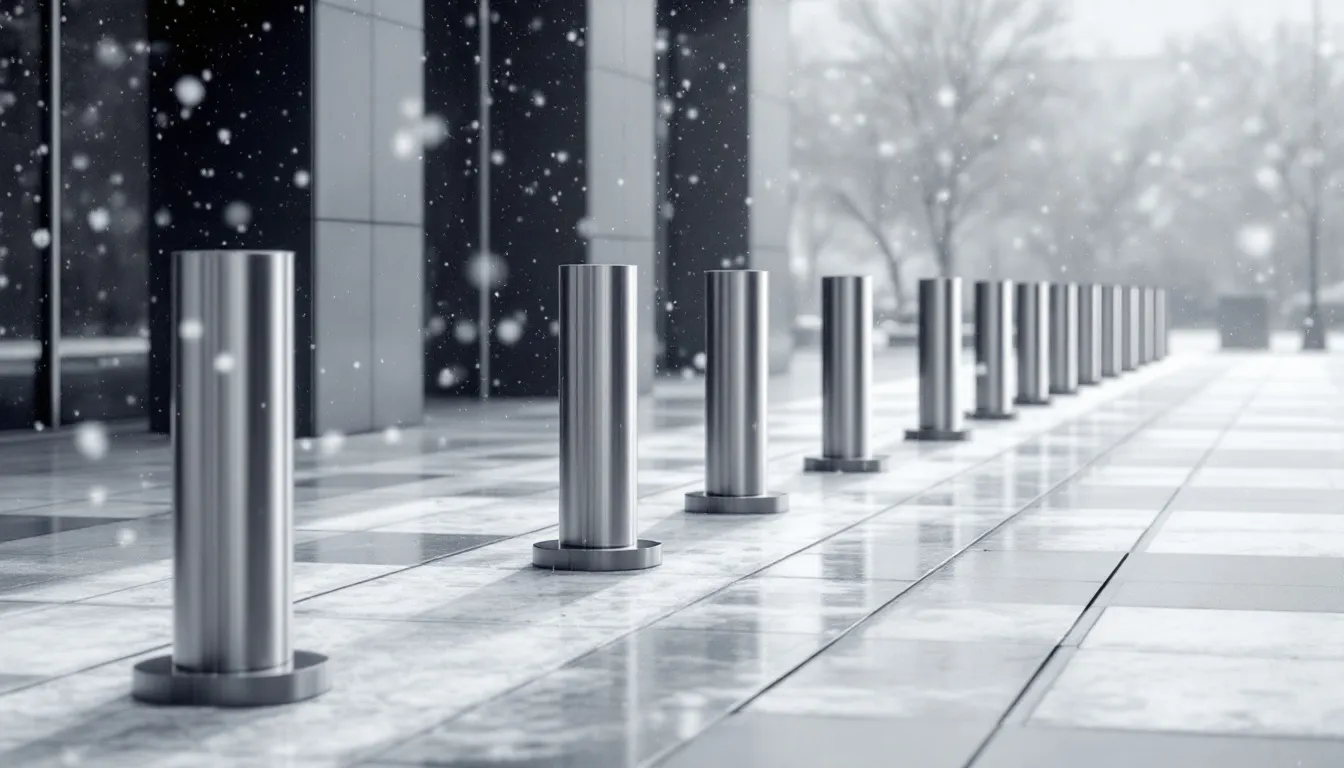 Bollards being protected during winter months.