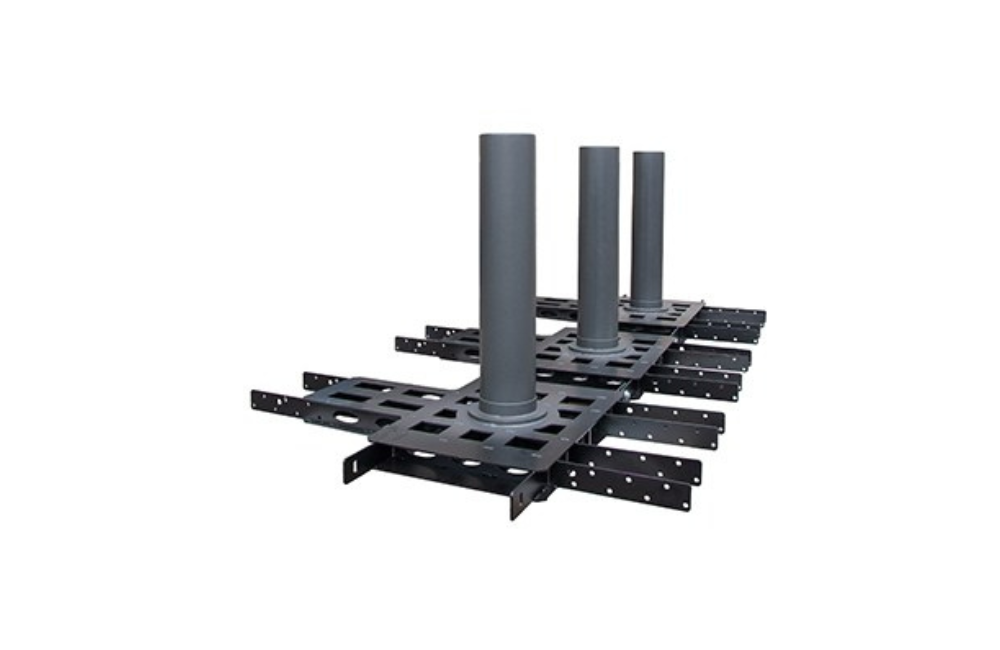 A set of three black cylinders on a white background.